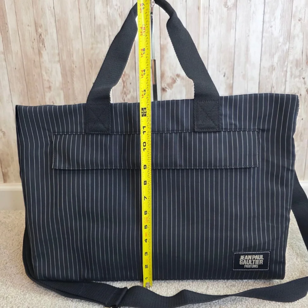 Men's Jean Paul Gaultier Navy White Pinstripe Duffel Bag